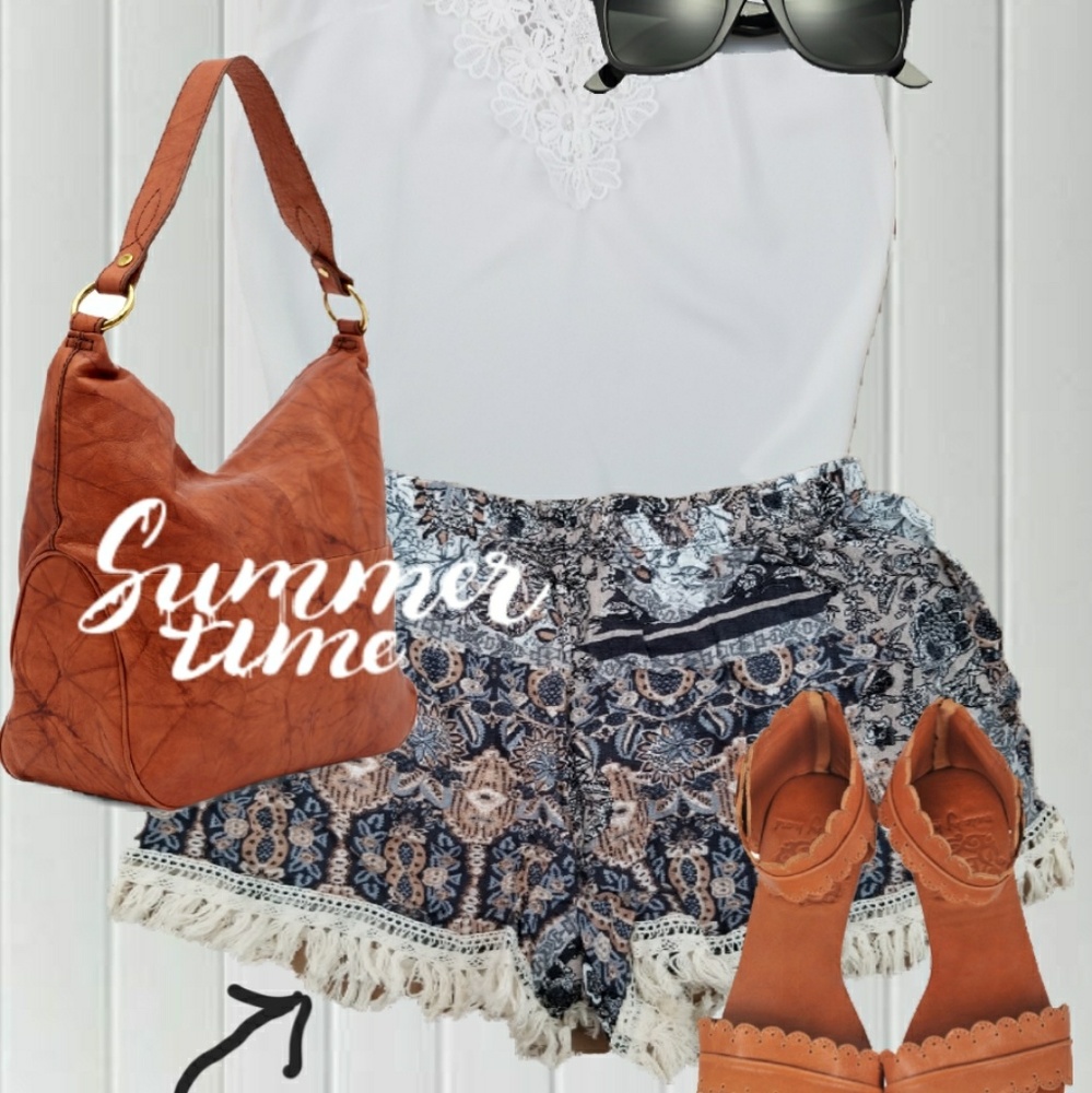 New womens summer shorts boho beach floral